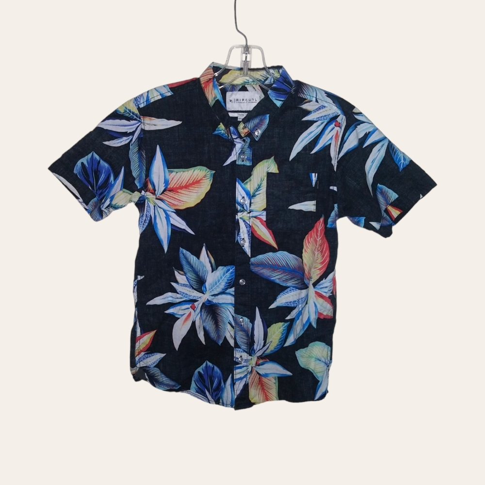Boys Ripcurl button up Hawaiian shirt medium floral